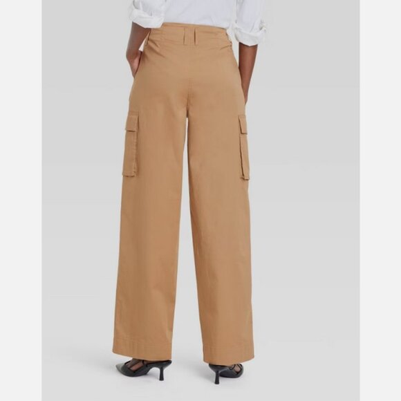 Women's High-Rise Wide Leg Cargo Pants - A New Day Tan 4 - Picture 2 of 3